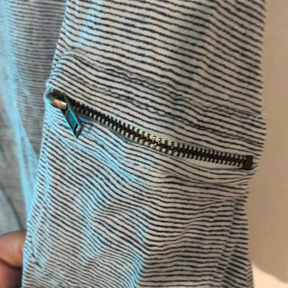 White and Blue Striped Free Planet XL Womens T-Shirt - Picture 3 of 5